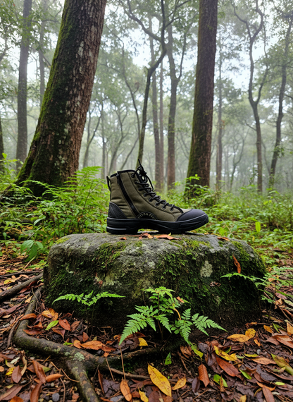PROTAC RAPTOR Hunter 2.0 hiking boot displayed on a rock in a forest setting